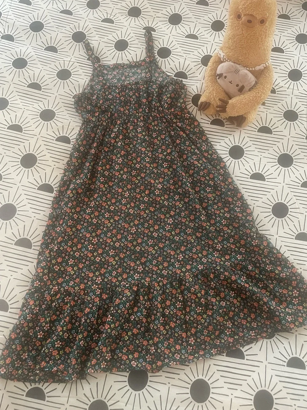 Beautiful Old Navy Black Floral Tiered Maxi Dress (Girl’s Sz L 10-12yrs)